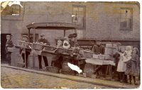 Coll: Michael Kirkbride, 10 Foster Street, Penrith,
The Brough family stall Low Market Place, in 1908- a postcard from Alston 