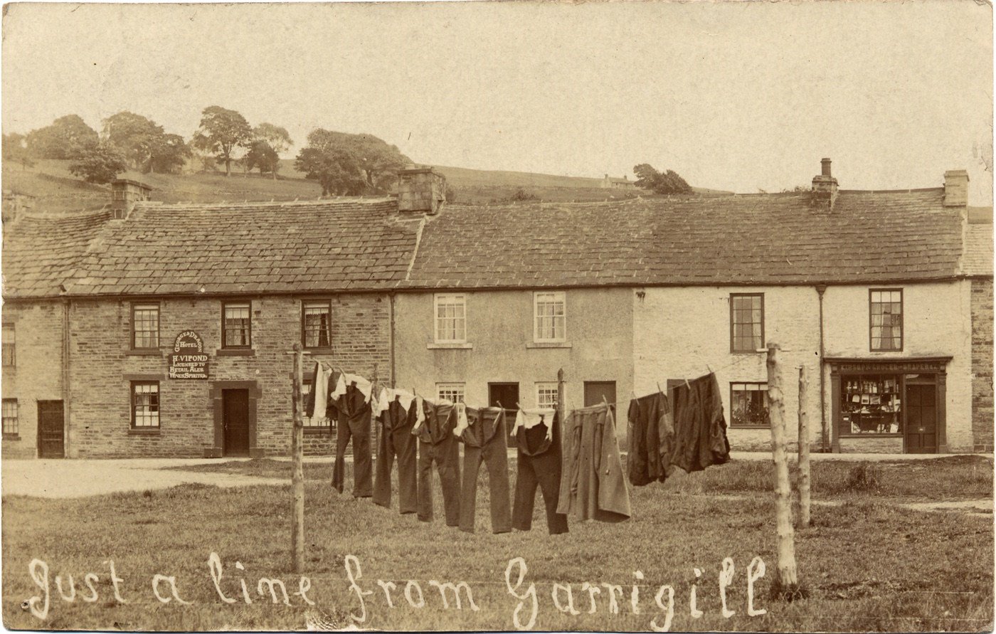 Cf Varty+Vipond+Green image of Garrigill Green.
H. Vipond is now at the George & Dragon and Kirsopp is the grocer and draper in the shop.
The inscription might be in the hand of Alston photographer Hugh Walton