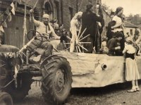 Coll. Chris Lovegreen. 1953 Nenthead's first Rose Queen  Run by the Women's Institute.
His Dad Alec on his Allis-Chalmers tractor- they lived at Sunniside farm up Whitehall.
On the steps of the Chapel- Sally Liverick & her sister, [lived in the Rechabite hall] & Jean Glendinning > Richardson
