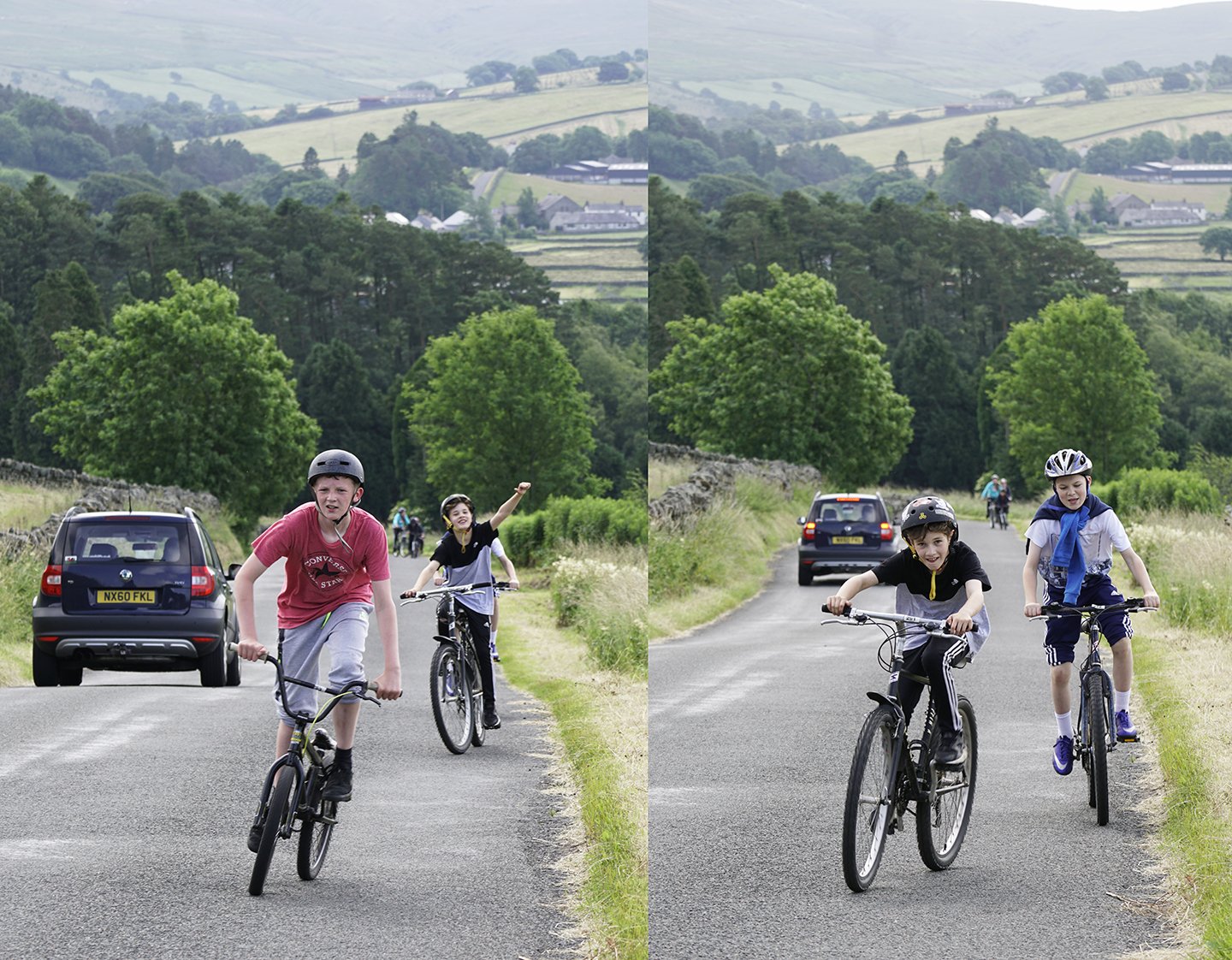 Fairhiil Bike Ride. Struggling up The Howdie, Garrigill.