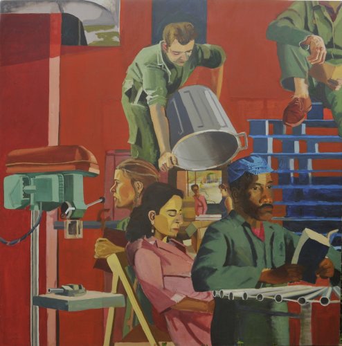 Workers In A Factory. A large piece, inspired by various factories Tom had worked in.