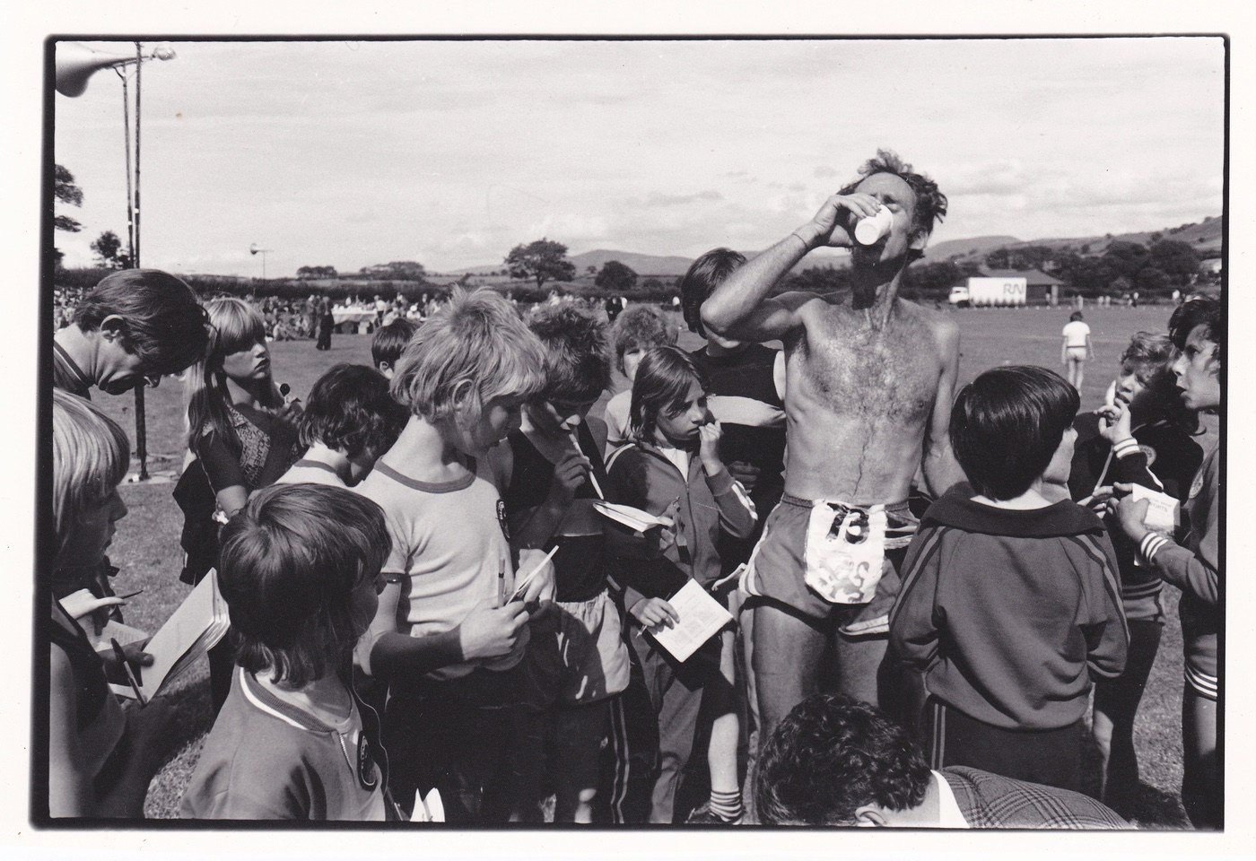 After the fell race - Cleator Moor Sports. Joss Naylor, a farmer from Wasdale- a local hero.