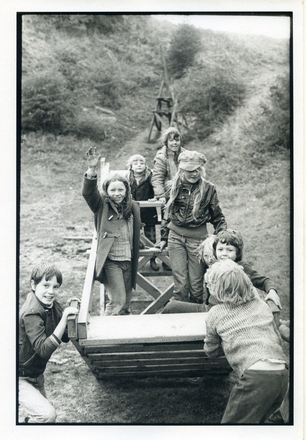 In hat, Joan Finn. Lad at front right is Paul Meagan. Others named as Cath Clark & Lorraine McLaughlin, Sue Barwise, Ian Barwise