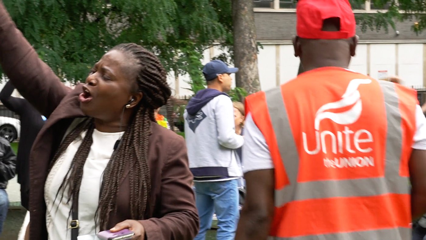 Hospital Cleaners' strike meeting - Altab Ali Park, Whitechapel.
Unite is my union.